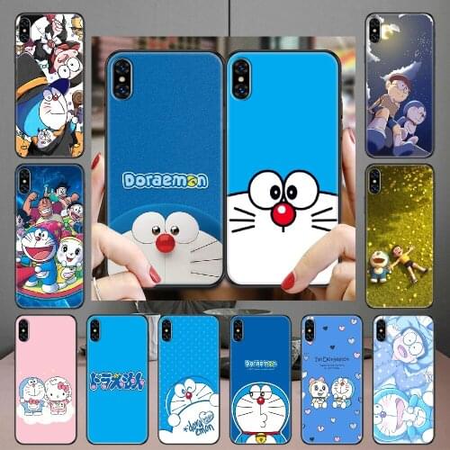 Doraemon Cartoon Phone Case Cover Hull For iphone 5 5s se 2 6 6s 7 8 12 mini plus X XS XR 11 PRO MAX black soft bumper silicone