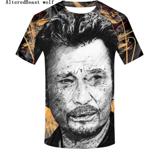 2019 All Over Print T-Shirt Men Funy tshirt Johnny Hallyday Limitied Edition rock Short Sleeve O-Neck Tops Tee shirt homme
