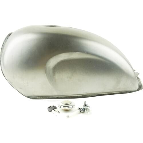 Unpainted Universal Vintage Motorcycle 9L Gas Fuel Tank with Thick Iron Cap Switch Raw Bare Metal Steel for Cafe Racer Scrambler
