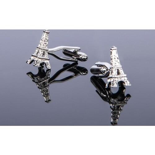 New Arrival Silver Color Cufflinks Eiffel Tower Design Cuff Button Copper Material Mens Jewelry For Party Wedding Gift Souvenir