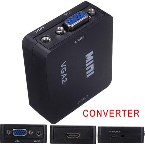 POHIKS 1pc High Quality 1080P Full HD Video Audio Adapter VGA to HDMI-compatible Converter For Computer Laptop DVD Player