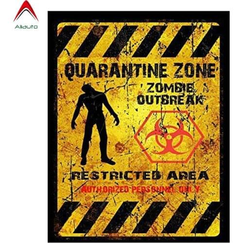 Aliauto Warning Car Sticker Quarantine Zone Zombie Outbreak Waterproof Vinyl Decal for Motorcycle Peugeot Skoda Volvo,11cm*9cm