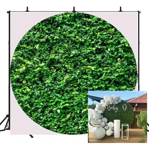 Safari jungle leaves themed birthday party backdrop baby shower kids wild candy table round background poster photo booth Y-10
