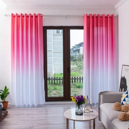 Modern Simple Solid Color Gradient Window Screen Balcony Living Room Bedroom Finished Curtains Cloth Home Decoration Pretty