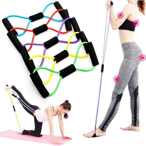 8 Word Yoga Fitness Resistance Bands Chest Expander Exercise Gym Sport Elastic Band Workout Muscle Training Elastic Rope