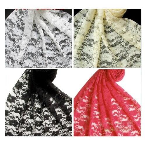 Stretch Lace Fabric Cloth Shawl Skirt Dresses Handmade DIY Promotion Free Shipping 140cm Black Pink White Purple