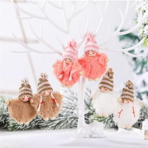 Christmas Tree Decoration Pendant 2pcs Christmas Decoration Plush Cute Angel Doll 2021 New Year Decoration Natale Noel Xmas