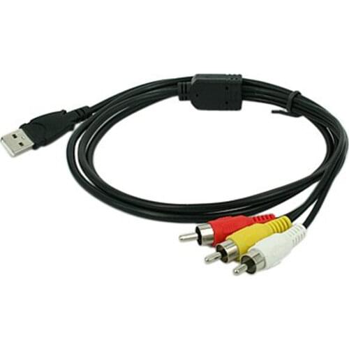 USB TO 3 RCA PHONO RED WHITE YELLOW CABLE AV AUDIO VIDEO LEAD UNIVERSAL