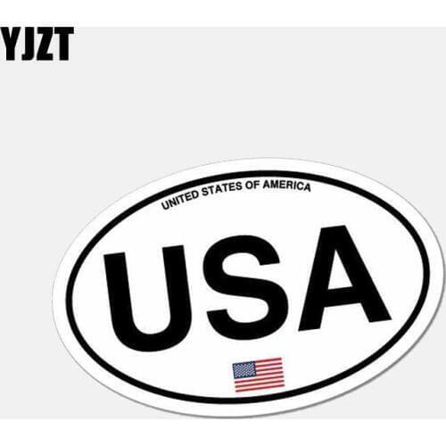 YJZT 10.5CM*6.5CM Funny Oval USA America Country Code Car Sticker Window Helmet Decal 6-2638