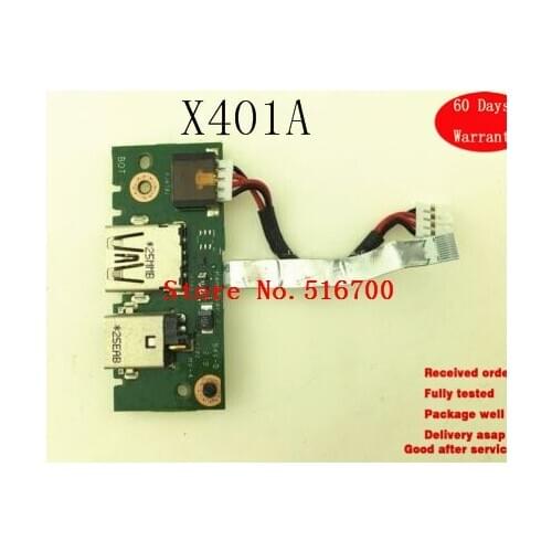Spare for parts or repair For Asus X401A DC Power Jack USB Board Rev:2.0 Tested