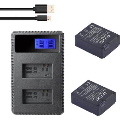 1pc LCD USB Action Camera Battery Charger for GoPro Hero3 Hero3+ 2pcs 1205mAh AHDBT-301 AHDBT 301 Li-ion Batteries