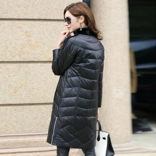 Geniune Leather Jacket Women Sheepskin Leather Mink Fur Coat Winter Duck Down Jacket Chaqueta Pluma 2020 BT7300 MF344