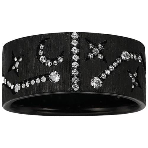 SLJELY Fashion Real 925 Sterling Silver Black Big Dipper Constellation Ring Micro Zirconia Women Luxury Brand November Jewelry