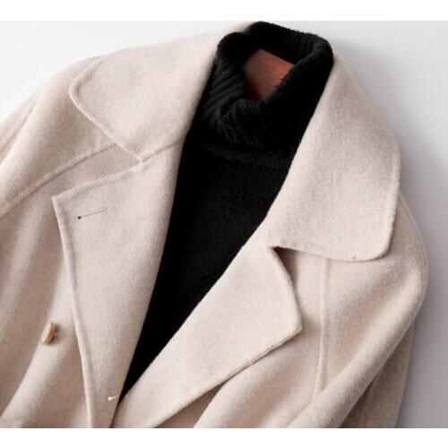 Women Spring Korean Autumn Wool Jacket Double Breasted Coat Female Overcoat Manteau Femme 2020 1200 KJ4205