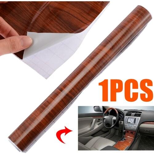1M High Glossy Wood Grain Car Interior DIY Vinyl Sticker Decal Wrap Film 100x30cm