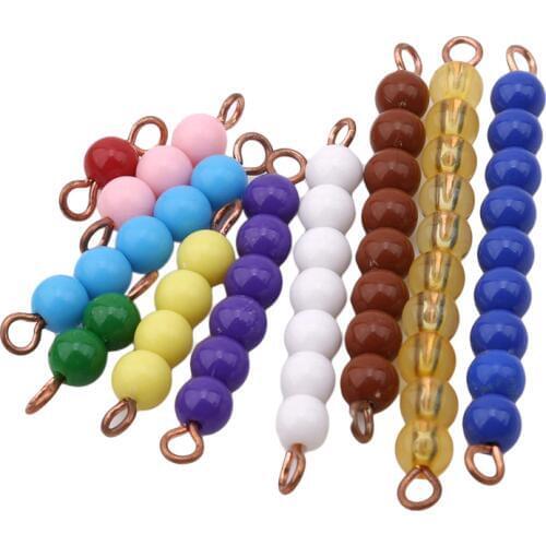 10Pcs/Set Montessori Genuine Bead Stair Acessories Math Manipulatives Kindergarten Colorful Beads Gift for Infant Early Learning
