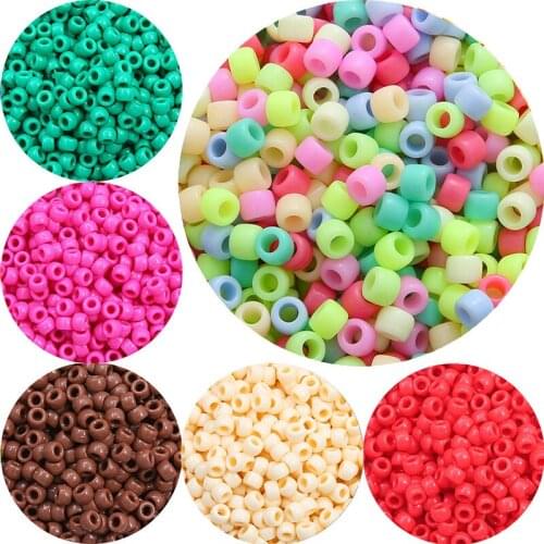 6x9mm 100Pcs Solid Mix Color Acrylic Spacer Loose Tube Beads for Bracelet Necklace Making DIY Jewelry Craft Making Accessories