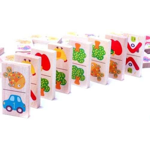 28Pcs Colorful Wooden Dominoes Cognition Children Learning Toys Funny Gifts