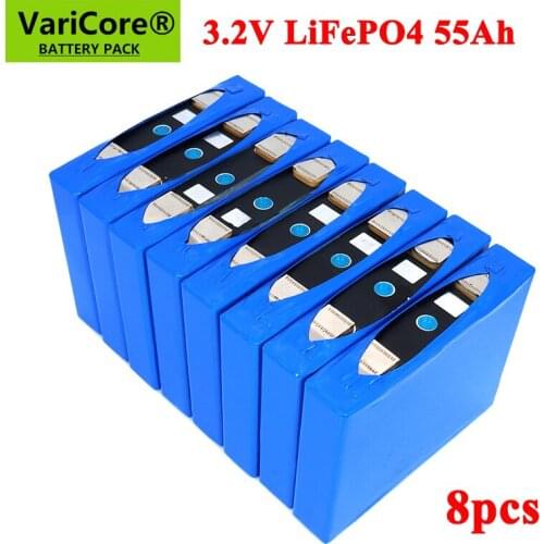 8pcs 3.2V LiFePO4 55Ah battery phosphate 55000mAh for 4S 12V 24V 3C Motorcycle Solar street light batteries modification Nickel