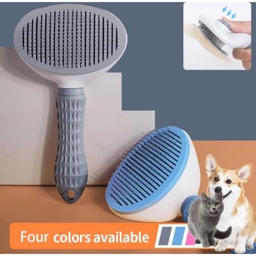 Dog Hair Removal Comb Grooming Brush Stainless Steel Cats Combs Automatic Non-slip Brushs for Dogs Cleaning Supplies