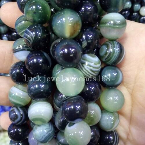 Free shipping Fashion Jewelry 8mm Blackish green Stripes Carnelian Round Ball Loose Beads 15.5" FG7411