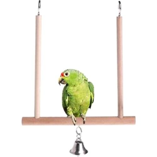 1PC Wooden Birds Cage Perch Cage Hanging Wood Birds Perch Parrot Toys Stand Holder Natural Wood Swing Pet Supplies