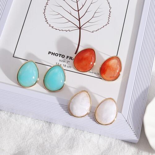 Designer Waterdrop Earrings for Women Fashion Candy Color Drop Stone Earrings Jewelry for Women Girl