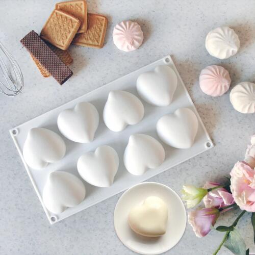 8 Cavity LOVE Heart Shape Soap Mold Reusbale Silicone Molds for Decorative Soap Making DIY Home Craft Soap Baking Tools