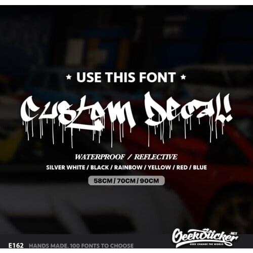 Geeksticker 3 Size Custom Car Stickers Styling JDM Sticker Blood CUSTOM TEXT Script Front Windshield Graphic Vinyl Decal Sticker
