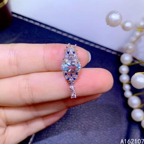 Exquisite Jewelry 925 Sterling Silver Inlaid With Natural Aquamarine Girl Luxury Fashionable Seal OL Style GEM PENDANT NECKLACE