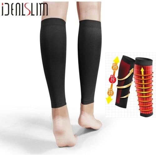 IDEALSLIM 2 Pairs Compression Calf Sleeve Pressure Calf Supports Men Women Compression Knee High Socks