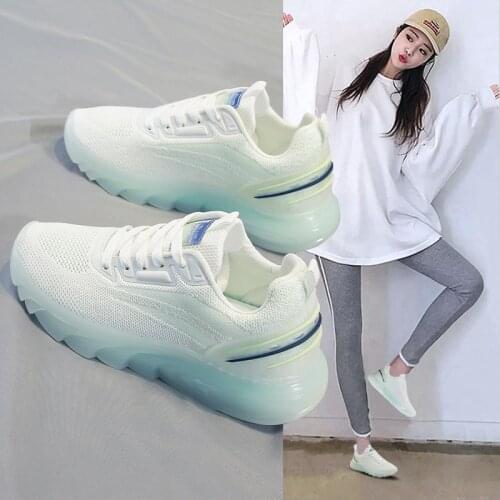 White Pink Shoes Womens 2021 Summer New Breathable Mesh Platform Sneakers All-Match Thick-Soled Breathable Vulcanized Shoes