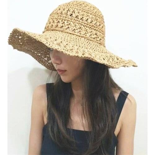 Summer Hollow Out Deisgn Women Outdoor Casual Beach Straw Hat Ladies Female Raffia Visor Hats Sunscree Protection Sun hat Caps