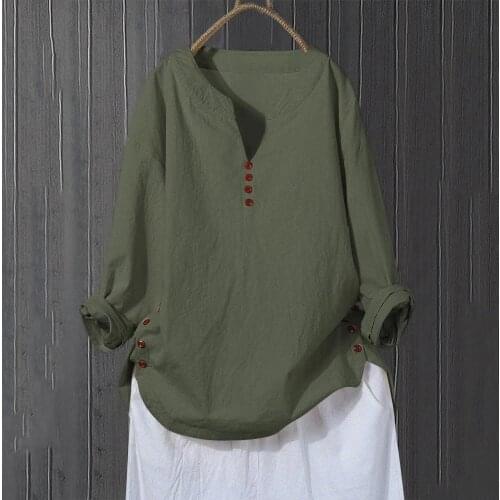 Literature and art national style retro Korean Pullover V-neck loose blouse