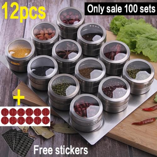 Hot sale Magnetic dustproof visible stainless steel seasoning pot spice seasoning bottle seasoning box outdoor barbecue set
