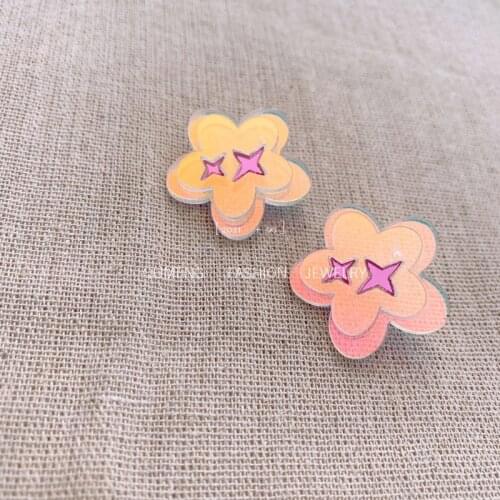 Cute Flower Harajuku Purple Star Korea Earrings Studs Kpop Creative Acrylic Earrings for Women Fashion Jewelry Aesthetic 2021