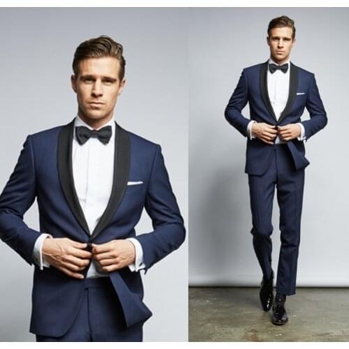 Fashion Male Wedding Suit 2 Pieces Slim Fit Groom Dinner Prom Tuxedo Tailored Blazers For Best Man Jacket Vest Pants
