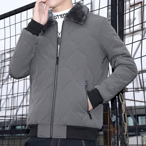 BROWON Men Bomber Jacket 2021 New Men Winter Coat Padded Middle Aged Fur Collar Cotton Padded Jacket Men Plus Size Clothes
