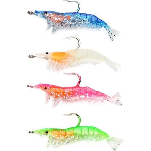 6cm 3.5g Soft Shrimp Bait Artificial Worm Wobbler Luminous Sea Fishing Lure