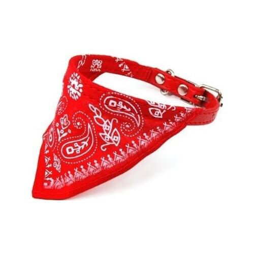 Adjustable Pet Dog Cat Bandana Scarf Collar Small Size Red
