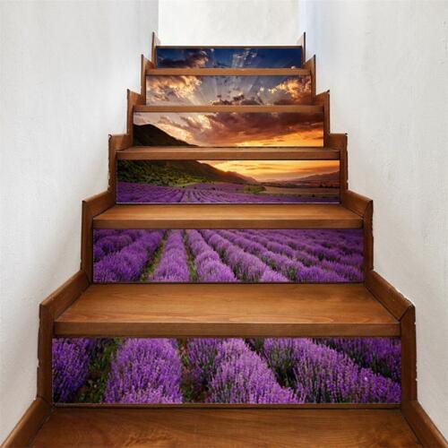 Purple lavender Stairs Sticker Self-adhesive Removable Scenery Staircase Wallpaper For Home Corridor Steps Renew DIY Stair Decal