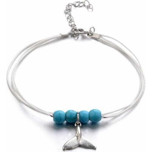 Bohemian Beach Sandal Barefoot Anklet Bracelet Jewelry For Women Girls Charm Statement Animal Dolphin Tail Pendant Foot Chain