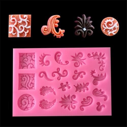 Silicone Mold Scroll Relief Fondant Mold Cake Decorating Tools Candy Clay Chocolate Gumpaste Mould Cupcake Baking Molds