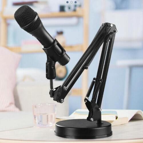 Extendable Microphone Holder Table Stand Lazy Bracket 360° Rotatable with Clamp Flexible Articulating Arm for Mobile Phone Mic