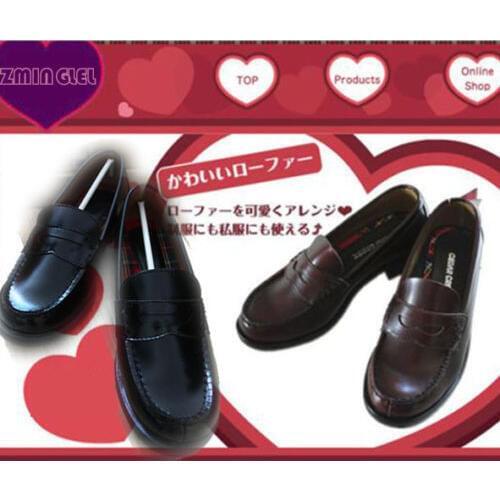Japan/Japanese School Student Uniform Shoes Uwabaki JK Round Toe Oxford Anime Cosplay Shoes Black / Brown
