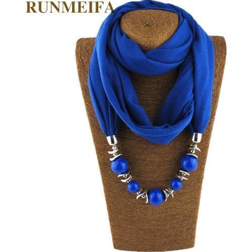 RUNMEIFA Pendant Necklace Scarf For Women Chiffon Cotton Scarf With Pendant Foulard Femme Accessories Scarf Free Drop Shipping