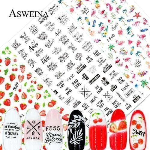 1 Sheet Flower Nail Stickers Black White Leaf Nail Art Sticker Slider Flower Water Decals Decor Watermark Tattoo Manicure