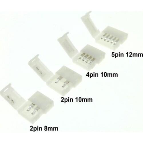 10pc/lot LED Strip Connector 2pin 8mm 10mm 4pin 10mm 5pin 12mm Free Welding Led Strip Middle Connector 3528 5050 Strip