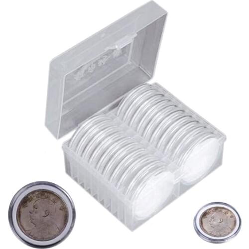 20Pcs Souvenir Coin Capsules with Matching Pad Storage Box Collection Supplies Coin Capsule Cosmetic Holder organize accessorie
