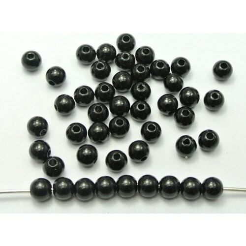 200 Pcs 8mm Plastic Faux Pearl Round Beads Black Imitation Pearl